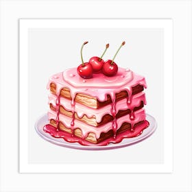 Cake With Cherries 2 Art Print