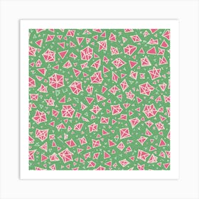 Pink And Green polygons, A Seamless Pattern, Flat Art, 164 Art Print