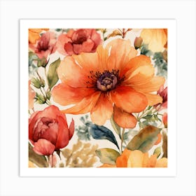 Watercolor Floral Pattern Art Print