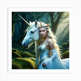 Unicorn In The Forest 2 Art Print