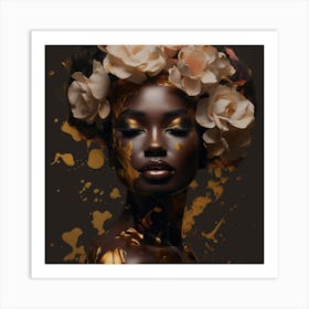 Black Beauty With Gold Paint Art Print