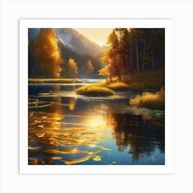 Sunset By The River 12 Art Print