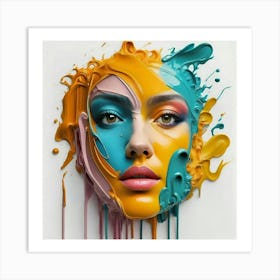 Paint Splashed Face Art Print