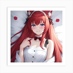 Anime Girl With Red Hair Art Print