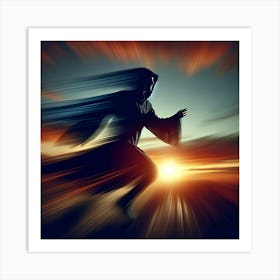 Man Running At Sunset Art Print