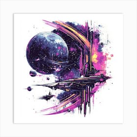 Spaceship.Generated AI. Wall Art Print 1 Art Print