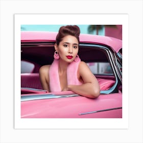 Asian actress Himanee Bhatia In Vintage Car Art Print