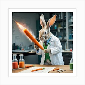 Rabbit Holding A Carrot Art Print