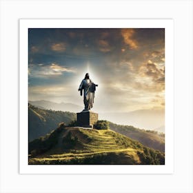 Jesus On Top Of A Hill Art Print