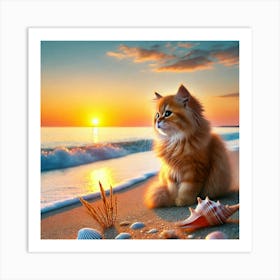 Kitten At Sunset 3 Art Print