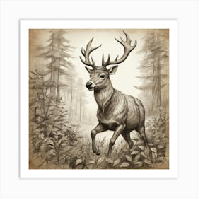 Deer In The Woods 51 Art Print