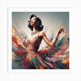 Woman With Paint Splashes Art Print