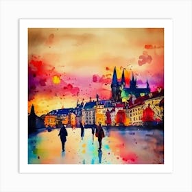 Watercolor Of Prague Art Print