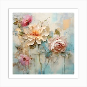 Vintage Pastel Flowers 13 Art Print