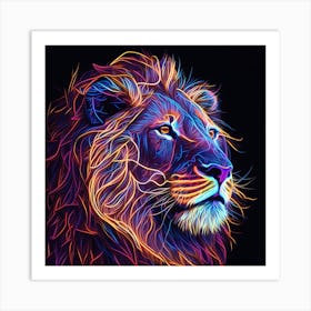 Neon Lion 1 Art Print