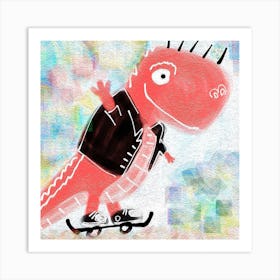 Dinosaur Skateboarder Art Print