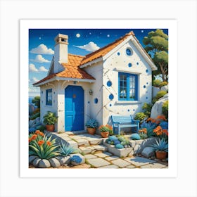 Blue Cottage 1 Art Print