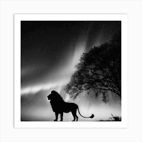 Silhouette Of A Lion 1 Art Print