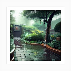 Garden In The Rain 1 Art Print