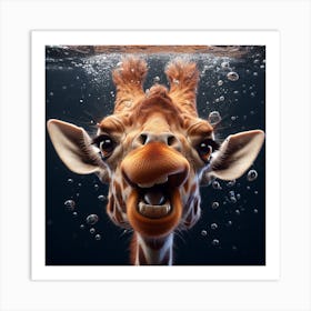 Giraffe Underwater Art Print