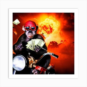 Monkey On A Motorcycle 3 Art Print
