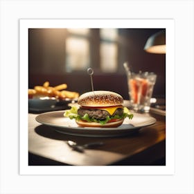 Hamburger On A Plate 96 Art Print