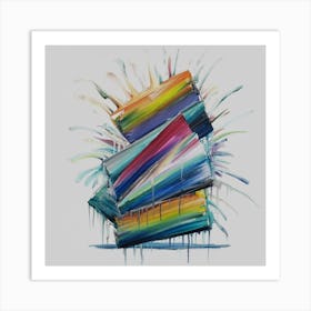 A group of paintings falling on top of each other 1 Art Print