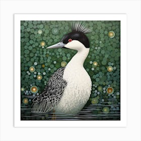 Ohara Koson Inspired Bird Painting Grebe 3 Square Art Print