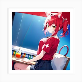 Kawaii Anime Girl Art Print