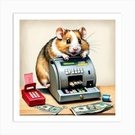 Hamster At The Cash Register 2 Art Print