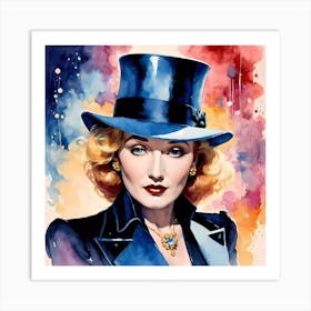 Marlene Dietrich With Top Hat Art Print