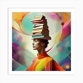 Surreal Art of Books and Feminine Intelligence Art Print