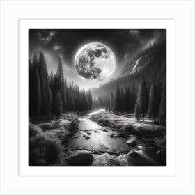 Full Moon In The Forest Art Print