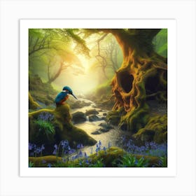 Kingfisher In The Forest 8 Art Print