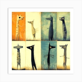 Vertical Dogs I Art Print