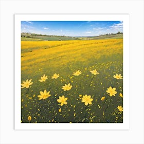 Yellow Flowers In A Field 20 Art Print