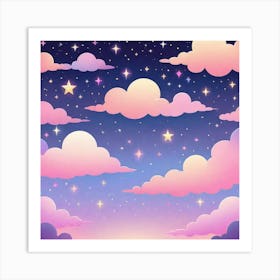 Sky With Twinkling Stars In Pastel Colors Square Composition 182 Art Print