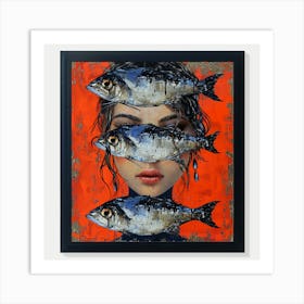 Fish and a girl Art Print