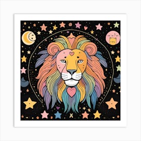 Lion With Stars Art Print