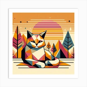 Moonstone Low Poly Cat Art Print