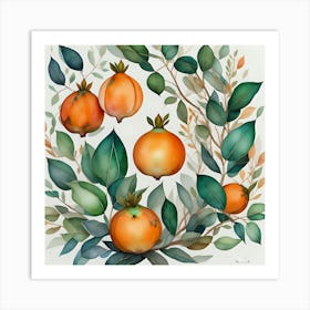 Boho Pomegranate wall art Art Print