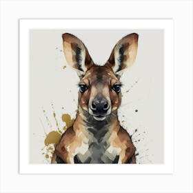 Realistic Kangaroo Watercolor Art Print