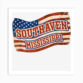 Southaven National Mississippi Day Vintage American Flag Art Print