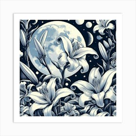 Lunar lilies Art Print