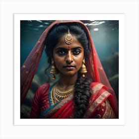 Indian Woman In Water Art Print