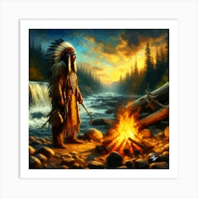 Oil Texture Native American Warrior 3 Copy Art Print