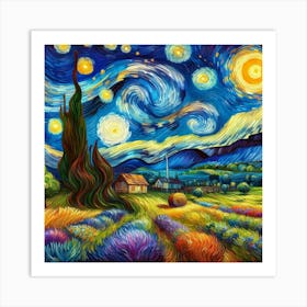 Starry Night at Dreams Farm - Van Gogh Style Art Print