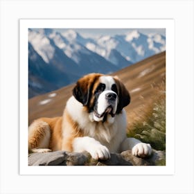 St Bernard Dog 27 Art Print