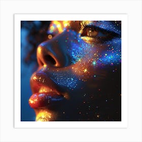 Girl With Glitter On Her Face 3 Art Print