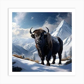 Yak In The Snow Art Print